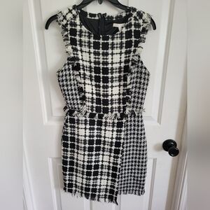 Gianni Bini GB Womens Sleeveless Tweed Houndstooth Mini Dress Size Small